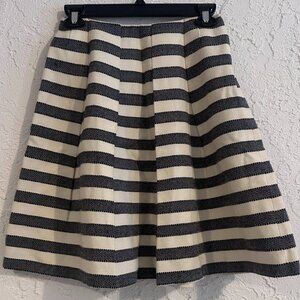 ANAYI Japan Striped Knee Length Skirt Size 36 XS Ivory Navy